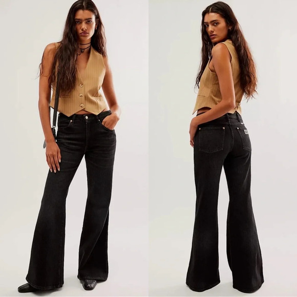 WRANGLER WOMEN'S BONNIE 683 BLACK PINSTRIPE MODERN LOOSE FLARE JEANS SIZE 28 NWT - Picture 10 of 12